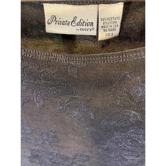 Private Edition Black Floral Patterned Sleeveless Round Neck Top Sz L - Picture 4 of 6